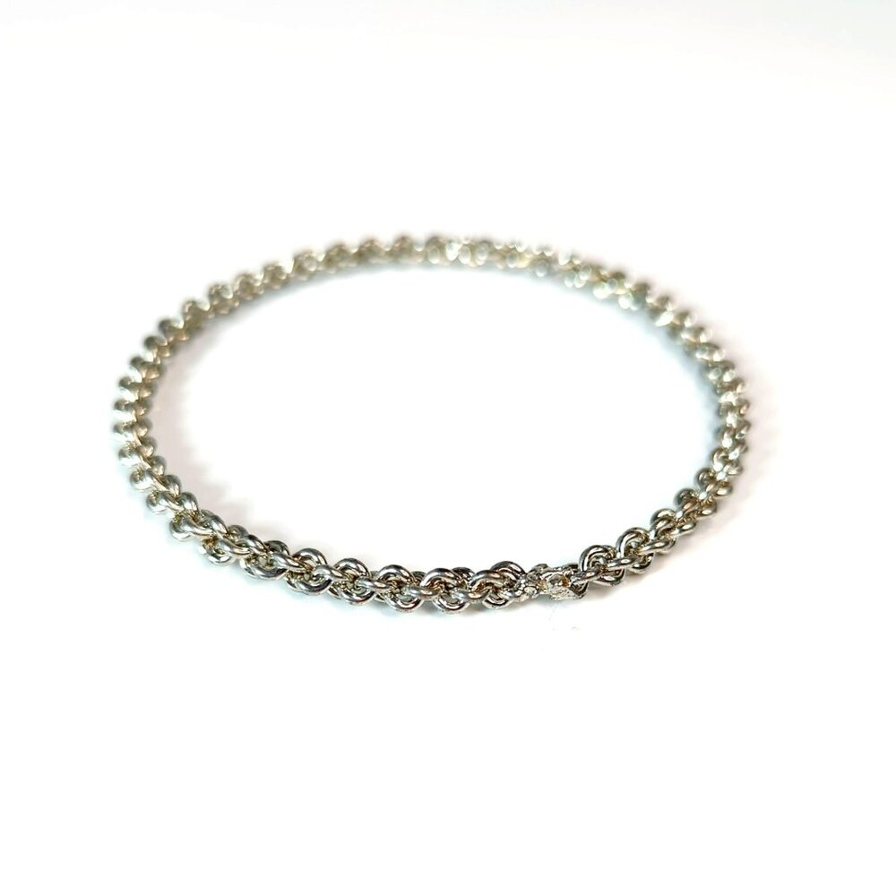 Vintage Silver Tone Chainmail Bangle Bracelet 8 Inch